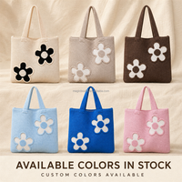 Sac fourre-tout en polyester à motif floral et crochet, grande capacité, sac à bandoulière, pour la plage et usage quotidien, logo personnalisé, couleur, vente en gros, léger
