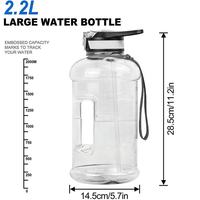 Bouteille d'eau d'un demi-gallon de 74oz avec manchon-Grandes bouteilles d'eau Gym avec paille Cruche d'eau d'un gallon avec poignée Sans BPA Étanche