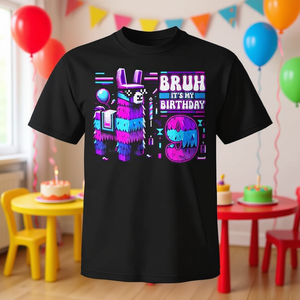 Camiseta de celebración del noveno cumpleaños de Llama para niños, unisex, manga corta, cuello redondo, camiseta de fiesta de algodón - Product Image 3