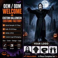 Disfraz de Máscara de Fantasma de Halloween Personalizado OEM ODM, Túnica con Capucha de Terror para Niños y Adultos, Traje de Cosplay de Marca Privada Personalizado