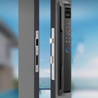 Serrure Tuya/TTlock Slim étanche IP65 avec déverrouillage par reconnaissance faciale 3D, pour verre coulissant encadré, caméra intégrée, utilisation extérieure, données cloud