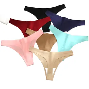 S-3XL Plus Size Seamless Thongs for Women No Show Thong Underwear V-shaped Thongs Multicolor