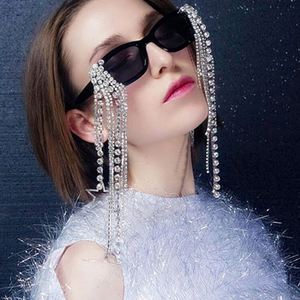 2021 Luxury Candy Color Rectangle Sunglasses <b>Steampunk</b> Diamond Eyeglasses Tassel Rhinestones Sunglasses Women - Product Image 1
