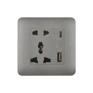 PC Plate Electric 2 Pin And 3 Pin Socket Universal Wall Socket Type C USB Charger Outlets