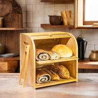 Boîte à pain artisanale en bois personnalisée avec design personnalisé Boîte en bois avec panneau mural pour le rangement de la cuisine