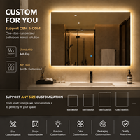 Miroir LED intelligent rectangulaire encadré, mural, avec fonction anti-buée, interrupteur tactile, haut-parleur Bluetooth LED à intensité variable, anti-buée IP44, pour hôtel