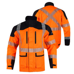 Nueva Chaqueta de Trabajo Ignífuga con Protección Contra Arco Eléctrico, Color Rojo Anaranjado, Corte Regular, Ropa de Seguridad de Alta Visibilidad para Uso Industrial - Product Image 2