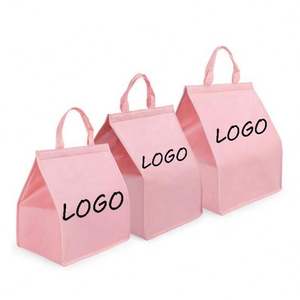 Sac isotherme réutilisable en tissu non tissé doublé de feuille d'aluminium, sac isotherme rose pour emporter, sac isotherme en tissu non tissé - Product Image 1