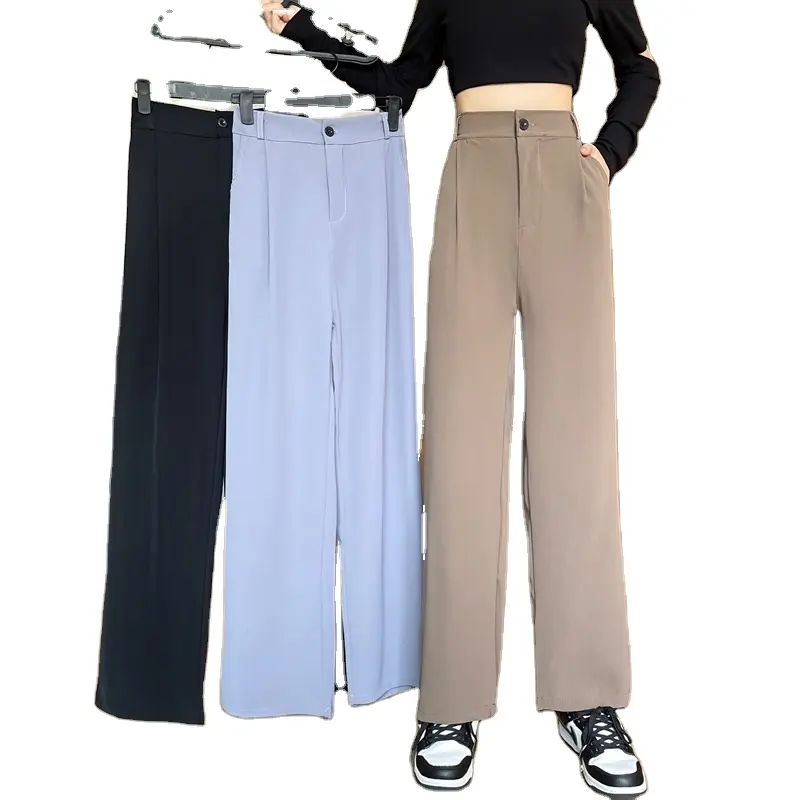 Women Loose High Waist Wide Leg Pants Casual Straight Suits Pant Female Solid Plus Size 4XL Long Trousers