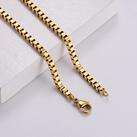 Vente en gros de bijoux fins en vrac, accessoires en acier inoxydable plaqué or 18 carats, colliers à chaîne de boîte tendance pour homme et femme