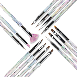 Ensemble de pinceaux à ongles en acrylique avec logo personnalisé, manche dégradé, poils en nylon, pour la peinture sur ongles, gel, nail art, salon, usage domestique, manucure - Product Image 5