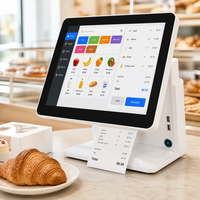 Terminal de point de vente à écran tactile capacitif 15,6 pouces tout-en-un, caisse enregistreuse Intel I3 8 Go 128 Go SSD Windows Blanc JSJ62K Wi-Fi 6 1366x768