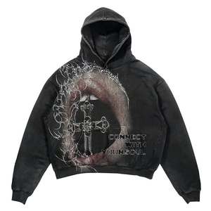 Nueva Sudadera con capucha de moda con logotipo de impresión personalizado, ropa de calle, sudaderas con capucha de estilo libre lavado con ácido para hombre - Product Image 3