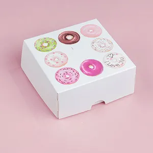 2 4 6 8 व्यक्तिगत खाद्य डोनट बॉक्स आपूर्तिकर्ता थोक कस्टम मुद्रित मिनी पेपर पैकेजिंग लोगो के साथ डोनट बॉक्स