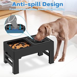 Conjunto de Comedouro Elevado para Animais de Estimação com 4 Alturas Ajustáveis, Tigela Flutuante para Água e Tigela de Alimentação Lenta - Product Image 5