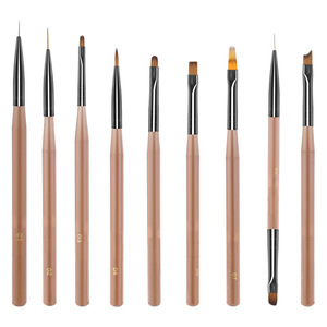 ชุดแปรงเจลทาเล็บ 9 ชิ้น หลายขนาด ด้ามจับสีกาแฟใส อุปกรณ์เพ้นท์เล็บ สำหรับงานออกแบบตกแต่งเล็บในร้านทำเล็บ - Product Image 5