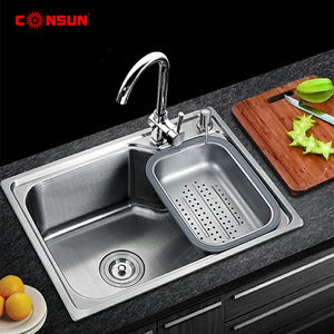 Consunキッチンキャビネットシンクシングルボウルアンダーマウント304ステンレス鋼キッチン用多機能スクエアキッチン - Product Image 1
