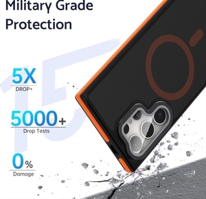 Étui de téléphone magnétique bicolore en TPU avec support d'objectif pour Samsung S22plus S23 ultra S24 <span class=keywords><strong>Japon</strong></span> et Corée du Sud, protection intégrale, finition givrée - Product Image 6