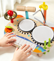 Ensemble d'instruments de musique interactifs en bois 5-en-1 pour tout-petits, table d'activités, jouet sensoriel en bois naturel sûr, apprentissage précoce