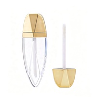 Tubes de gloss à lèvres cosmétiques de luxe en plastique de 7 ml, forme diamant unique, avec applicateurs, impression de logo personnalisée, échantillons gratuits