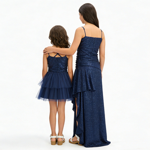 Vestido de fiesta familiar de malla con lentejuelas personalizado de alta calidad A&J para adolescentes, hermanas, fabricante mayorista de fábrica - Product Image 2