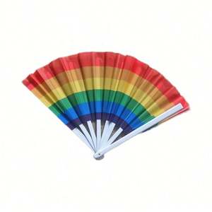 Éventail en plastique de 33 cm, motif arc-en-ciel, style folklorique, classique et traditionnel, idéal pour les fêtes d'Halloween, de Noël et les événements professionnels - Vente en gros - Product Image 3
