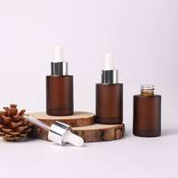 Flacon compte-gouttes en verre ambré à épaule plate rechargeable de 20ml, 30ml, 40ml, 50ml, 60ml, 80ml, 100ml (1oz, 2oz) avec couvercle en aluminium doré pour sérum et huile