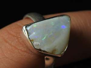 Australian <b>Opal</b> Natural Polished Prong Setting <b>Silver</b> Gemstone Classic Engagement Party Anniversary Wedding Gift Third Party - Product Image 2