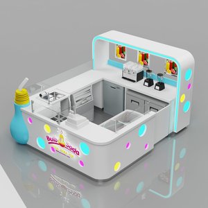 Eis-Kiosk-Design für Einkaufszentren: Frozen-Yogurt- und Kaffee-Verkaufsstand, Smoothie-Theke, moderne Getränke- und Burger-Präsentationsausstattung - Product Image 4