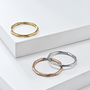 Retro minimalist style, closed-back bamboo-joint plain titanium steel ring for women, simple, artistic, light luxury, and high-e - Product Image 1
