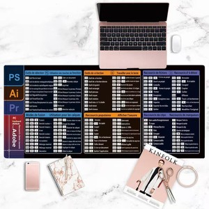 Tappetino per Mouse con Scorciatoie in Francese per Casa o Ufficio, con Base Antiscivolo in Gomma e Bordo Rinforzato Anti-Graffio - Product Image 2