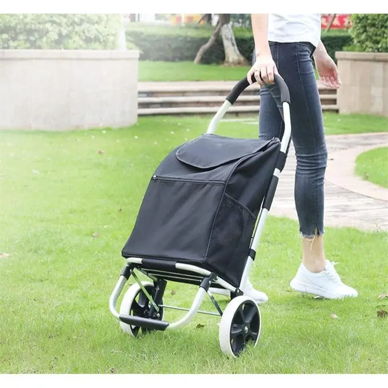 Wholesale Steel Rolling Trolley with Wheels for Retail Stores Mini Shopping Baskets Foldable Shopping Trolley