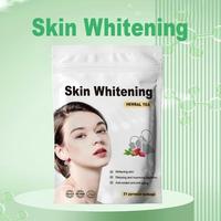 Thé de beauté aux herbes pour éclaircir la peau, 21 sachets pyramidaux, éclaircissement naturel de la peau pour adultes, avec écorces de mandarine déchiquetées et rose rouge