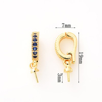 Pendentif de collier en forme de croissant de lune plaqué cuivre 18K avec perle, fermoir micro-incrusté, fermoir universel, accessoires vierges pour fabrication artisanale DIY