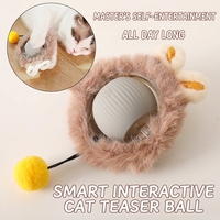 Jouet pour chat intelligent et mignon, balle roulante automatique en silicone, activée par le mouvement, avec des sons d'oiseaux pour soulager l'anxiété des chats d'intérieur