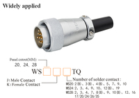 Connecteur de câble WEIPU Power 25A 3, 4 ou 5 broches en cuivre métallique plaqué or, fiche mâle 20mm/24mm avec gaine en PVC