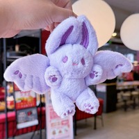 Porte-clés/Pendentif en peluche lapin volant mignon avec oreilles mobiles - Adorable lapin ailé en polyester et coton PP (Pendentif de sac à dos)