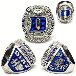 2025 ACC Duke <span class=keywords><strong>Blue</strong></span> Devils Futbol Sun Bowl Şampiyonluk Yüzükleri Seti, Ahşap Kutulu Alaşımlı Yapay Elmaslı Erkekler İçin Takı - Product Image 5