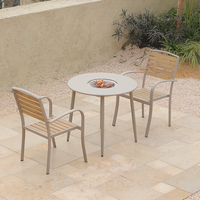 Ensemble de jardin moderne en acier Meiqi, couleur champagne, table et chaises, ensemble de barbecue, résistant aux intempéries, pour jardin, patio, villa, salon
