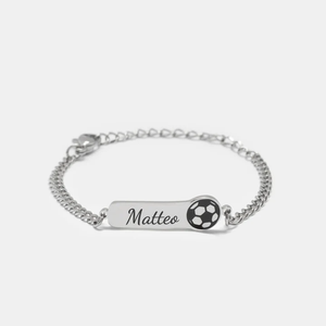 Braccialetto Personalizzato in Acciaio Inox Jietao per Bambini con Incisione del Nome, Charm Smaltati a Forma di Unicorno, Cuore, Pallone da Calcio, Regalo di Compleanno per Ragazzi e Ragazze - Product Image 5