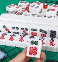 Funky Trade 4 Ukuran Berbeda Tersedia untuk Dipilih 144 Pcs Set Ubin Mahjong Melamin Berukir Warna Gading Permainan Mahjong Manual