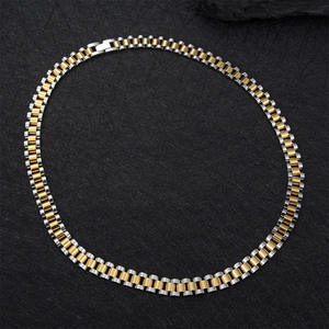 Cadena de eslabones geométricos de 10mm al por mayor en acero inoxidable chapado en oro a la moda para aniversarios a granel <span class=keywords><strong>Shain</strong></span> - Product Image 1