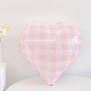 Globos de Aluminio con Diseño de Corazón Pastel, Cuadros Azules y Blancos, para Fiestas de Fotografía, Decoración de Fiestas de Fútbol 2026 - Product Image 2