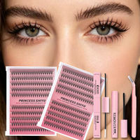 Nouveau design Kit de cils DIY fait main, Cils en segments, 20P de bouquets individuels pour extensions de cils en éventail, Bouquets de cils noués, Extensions de cils 10 rangées