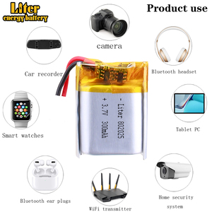 Batería de Polímero de Litio OEM ODM Adecuada 802025 3.7V 300mAh para GPS - Product Image 5