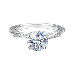 Custom handmade Pt900 14K 18K solid gold lab grown D/VVS HPHT/CVD diamond jewelry ring diamond ring