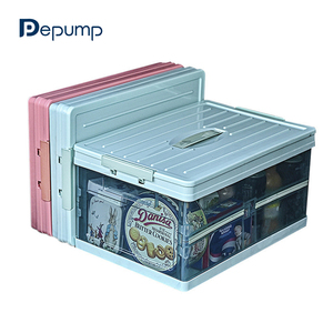 Multifunctional Transparent Plastic Collapsible Car Storage Box Foldable Car Trunk Organizer Box with Lid
