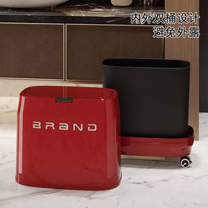 Brand Trash Can Large Capacity <b>Plastic</b> With Lid Wheels Indoor <b>Kitchen</b> Living Room Use - Product Image 3