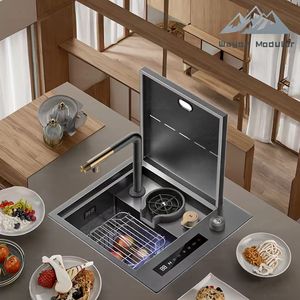 Fregadero Inteligente Wayon de Acero Inoxidable SUS304 con Pantalla Digital Integrada, Grifo en <span class=keywords><strong>Cascada</strong></span> y Enjuagador de Vasos Modelo WW-CFSC - Product Image 5