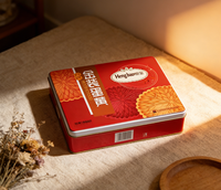 Rectangle rouge attrayant et durable mi automne cadeau boîte en fer blanc JH lune gâteau Biscuit biscuits boîtes en métal